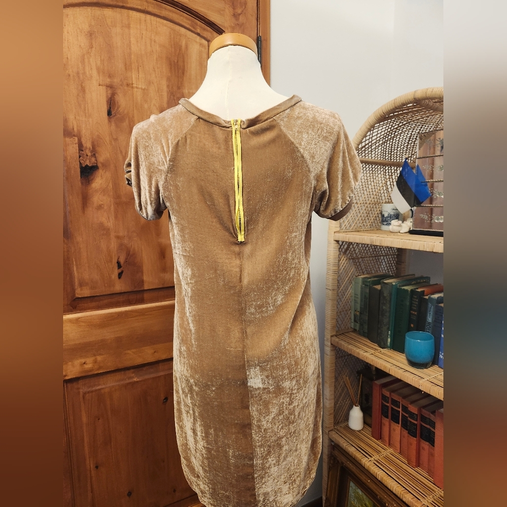 Anthropologie Gold Velvet Dress sz medium